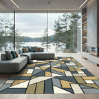 Abstract Geo Teal Tan Neutral Rug