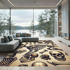 Antique Bone Anatomy Fossil Illustration Rug