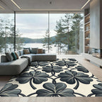 Dark Gray Clover Vine Pattern Rug