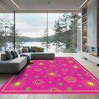 Vibrant Pink Sunburst Medallion Rug