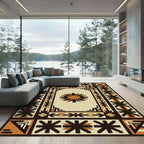 Brown Beige Geometric Starburst Array Rug