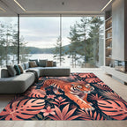 Tropical Tiger and Coral Foliage Rug
