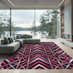 Art Deco Pink and Silver Chevron Rug