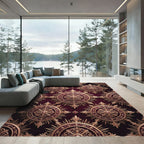 Rich Burgundy Gold Medallion Sunburst Rug