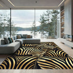 Bold Black Gold Zebra Stripe Collage Rug