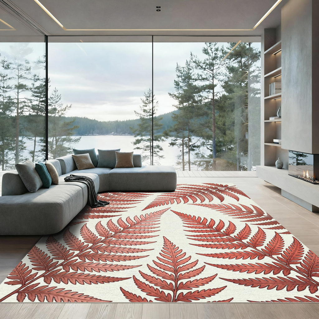 Crimson Fern Foliage Meadow Rug