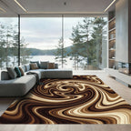 Brown Swirling Marble Abstract Rug