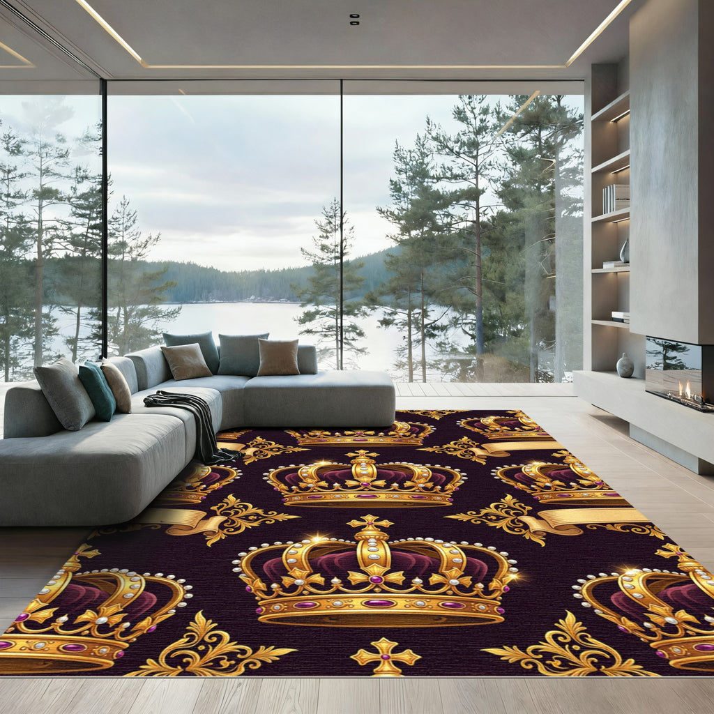 Royal Gold Purple Crown Heraldiclement Rug
