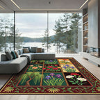 Botanical Garden Willow and Iris Grid Rug