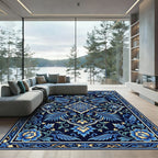 Royal Blue Floral Medallion Rug