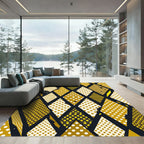 Modern Yellow Polka Dot Diamond Rug