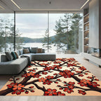 Crimson Cherry Blossom branches Rug