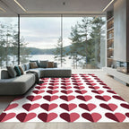 Bicolor Burgundy and Rose Heart Grid Rug