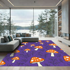 Orange Mushroom Foliage On Purple Rug