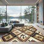 Golden Desert Nomad Geometric Diamond Tile Rug