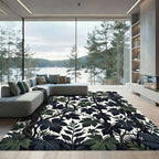 Dark Green Vine Lattice Textile Rug