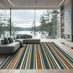Teal Wood Grain Vertical Stripe Accent Rug