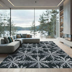 Minimalist White Winter Snowflake Geometric Rug