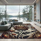 Golden Chrysanthemum Crown Floral Art Rug
