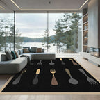 Minimalist Black Cutlery Collection Rug