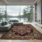 Crimson Gold Intricate Floral Medallion Rug