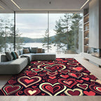 Crimson Hearts Composition Collage Rug