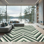 Sage Green Striped Chevron Rug