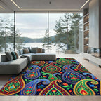Vibrant Multicolored Paisley Floral Tapestry Rug