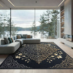 Ornate Scrollwork Floral Medallion Rug