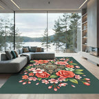 Elegant Rose and Cherry Blossom Medallion Rug