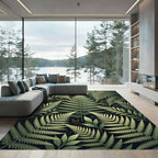Emerald Green Fern Forest Pattern Rug
