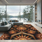 Golden Celestial Pyramid Sun Geometric Area Rug