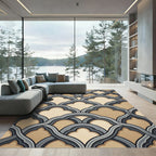 Elegant Greige Scalloped Interlocking Arch Rug