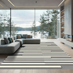 Minimalist Neutral Gray Layered Linear Rug