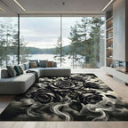 Black Rose Smoke Swirl Arrangement Rug
