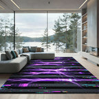 Electric Purple Digital Glitch Lightning Rug