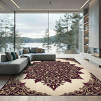 Crimson Floral Medallion With Border Rug