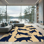 Minimalist Black Cat Silhouette Tapestry Rug