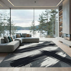 Bold Strokes Grayscale Abstract Rug