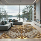Golden Radiant Starburst Arrangement Rug