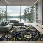 Dark Floral Bloom Garden Collage Rug