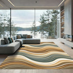 Contemporary Earth Tone Abstract Wave Rug