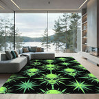Neon Alien Head Galactic Star Medallion Rug