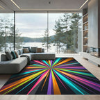 Vibrant Colorful Radiant Sunburst Expansion Rug