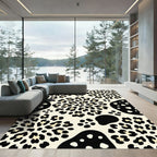 Bold Leopard Abstract Floral Cream Rug