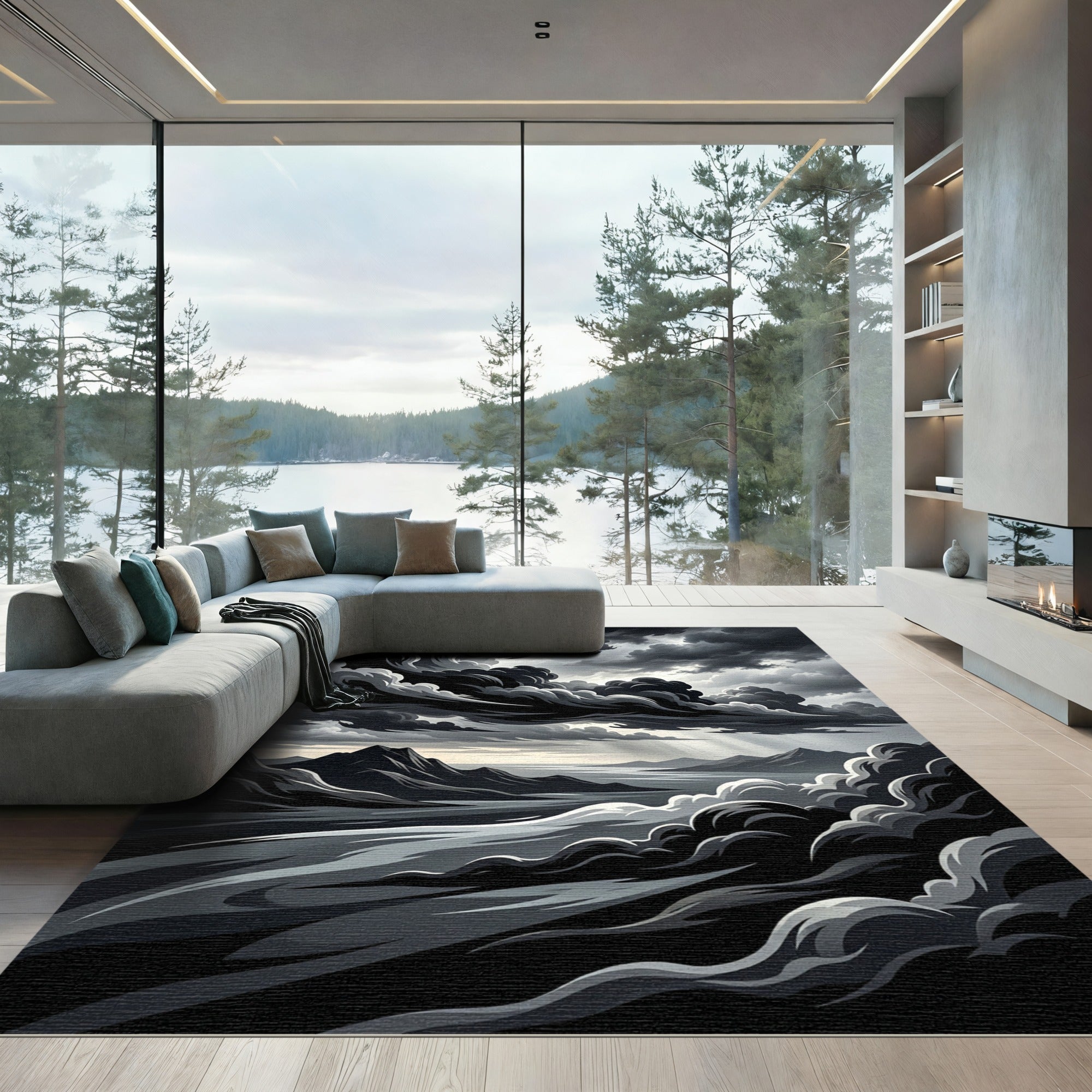 Dramatic Stormy Sky Mountain Vista Rug