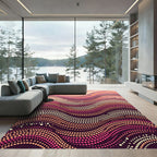 Crimson Pink Dot Wave Composition Rug