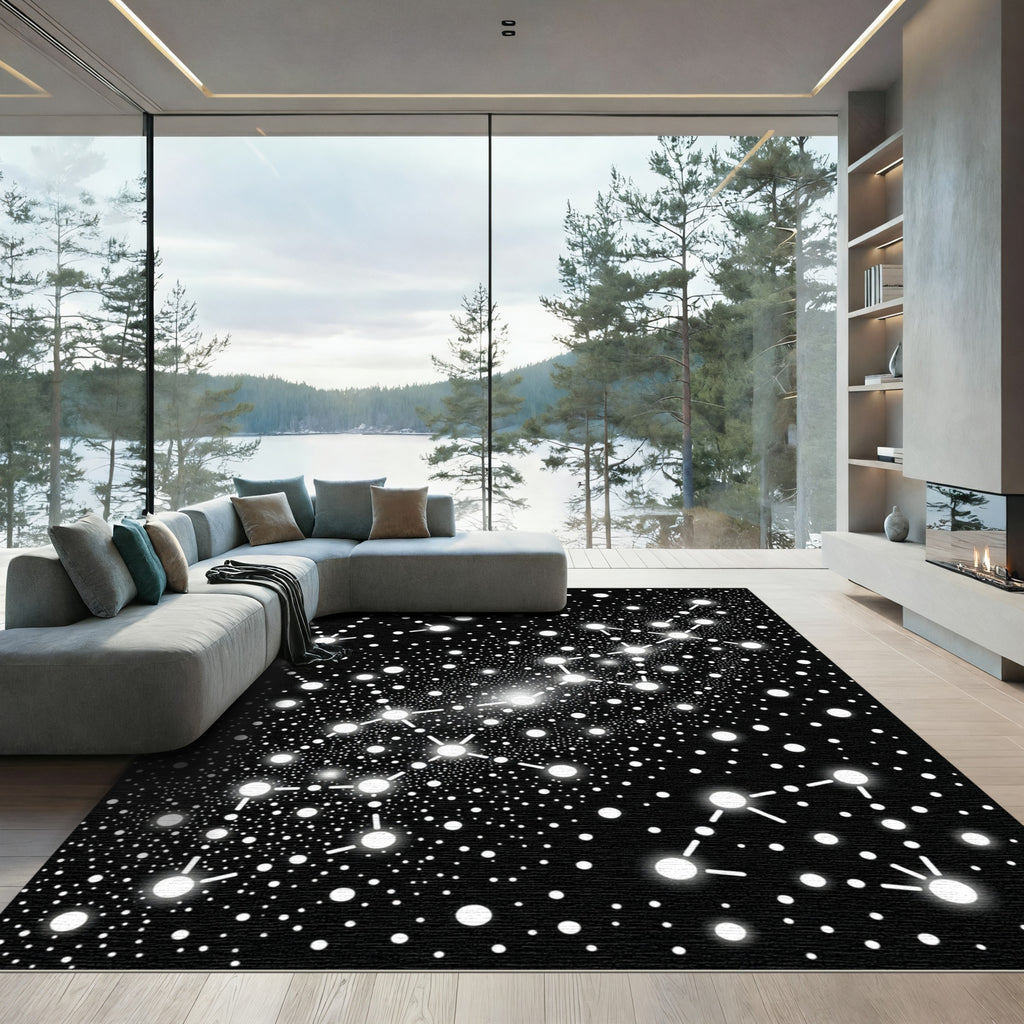 Cosmic White Star Cluster Night Rug