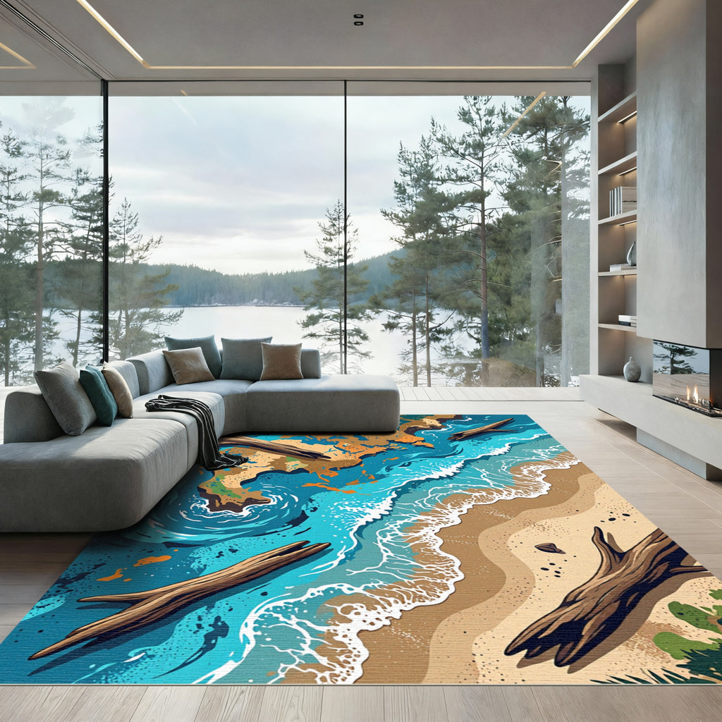 Oceanic Earth Driftwood Abstract Rug