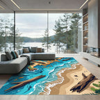 Oceanic Earth Driftwood Abstract Rug